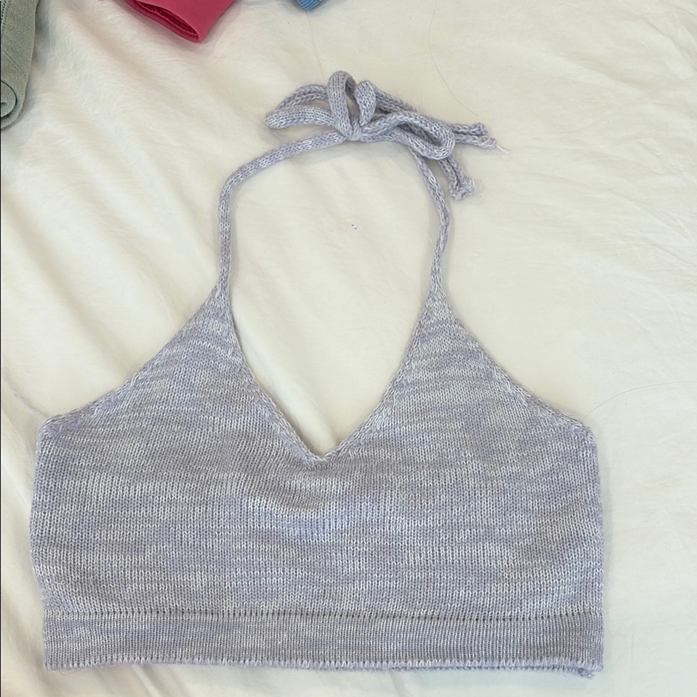 Light lavender Knit Halter Top